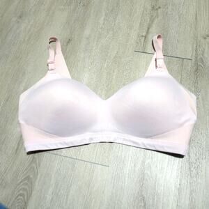Warner's No Side Effects Underarm & Back Smoothing Comfort Wireless Pink Bra XL
